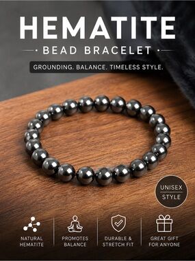 Men’s Hematite Bead Bracelet | Stretch Fit | Minimalist Style | Gift Ready